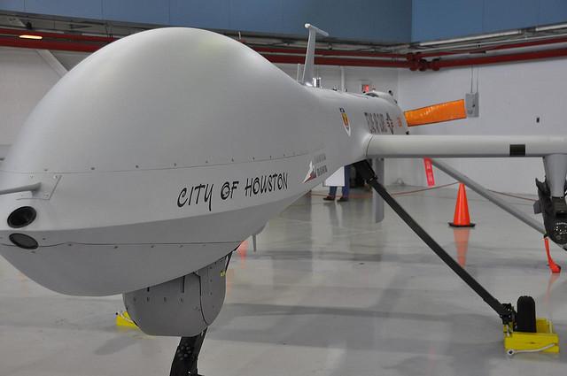 A MQ-1 Predator drone, presented to the Texas Air National Guard in Houston, Texas in 2009.