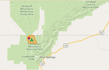 Wildfire in Guadalupe Mountains National Park