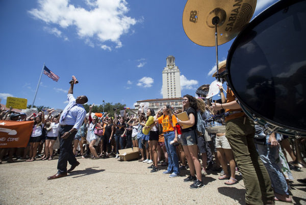 Trump Stops By Texas, UT Austin Students Protest Campus Carry