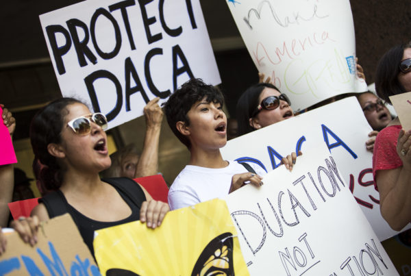 A rally in 2017 in support of the Deferred Action for Childhood Arrivals policy led by DACA-recipient students, teachers and other education and community members.