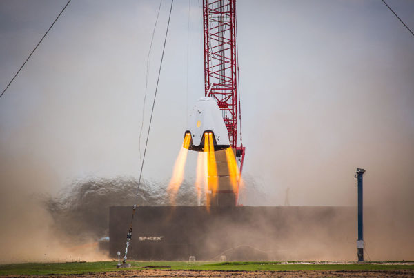 a rocket launches from the pad