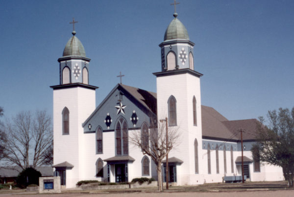The Church of the Visitation before fire destroyed it on Monday.