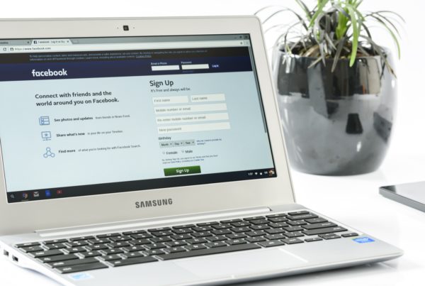 Facebook login screen on a laptop