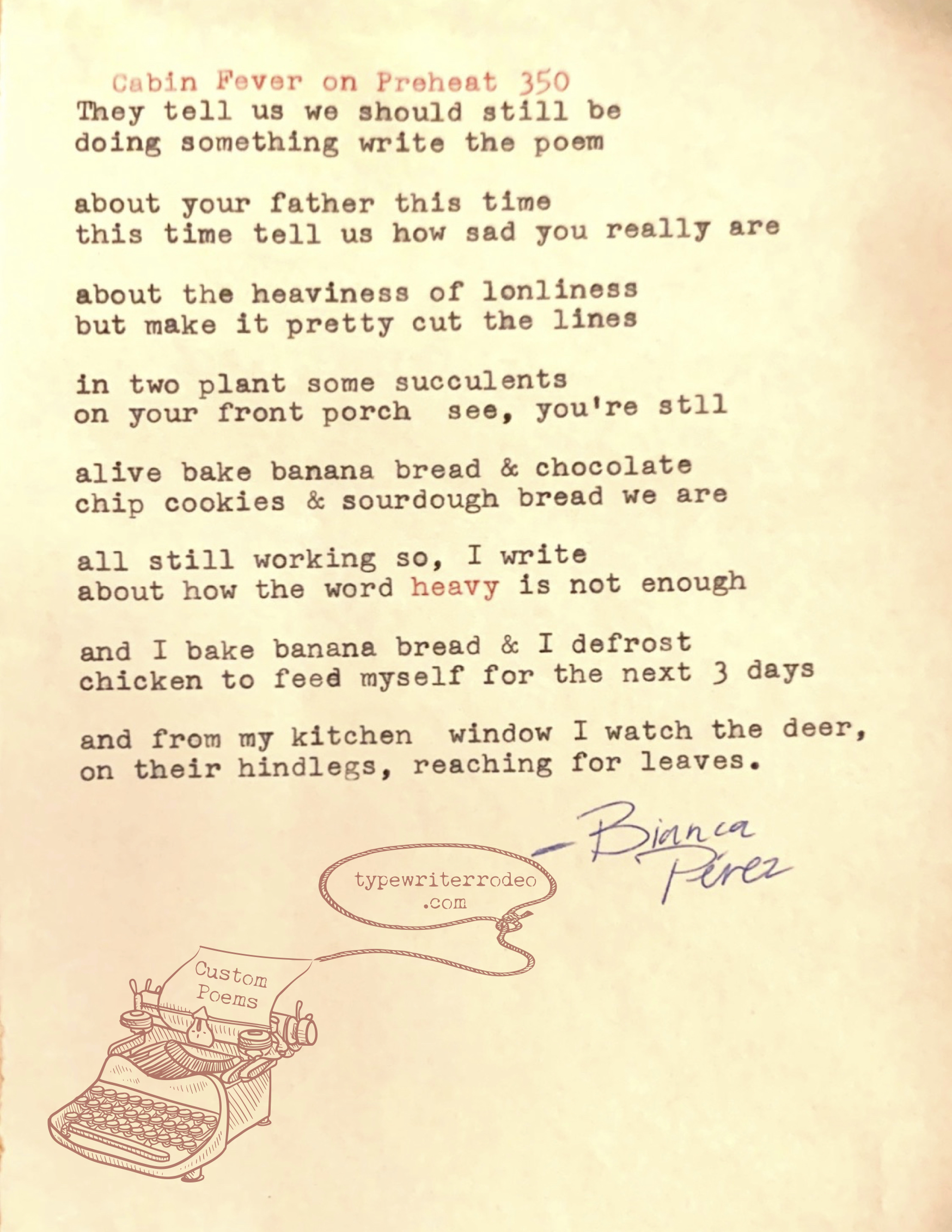 photo of typewriter poem