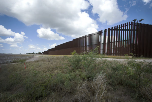 a section of border fencing in Brownsville, Texas