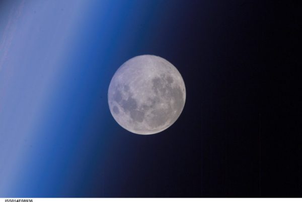A full moon, as seen from the International Space Station