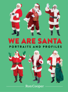 a book cover that's green with images of several men dressed as Santa Claus