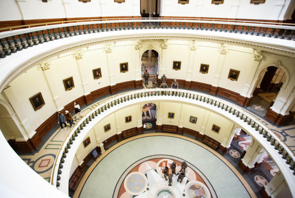 a view downward into the Texas Capitol rotunda