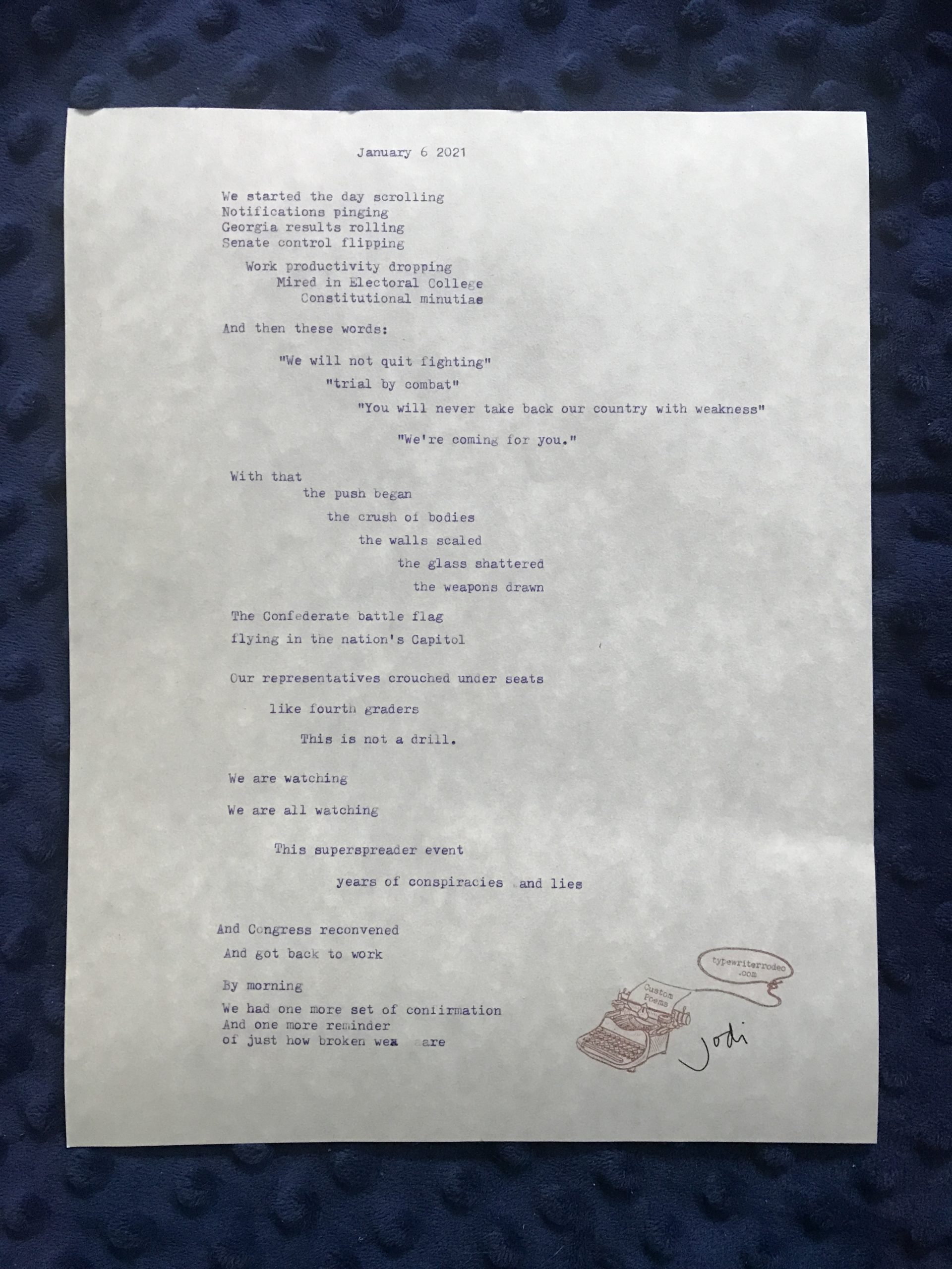 photo of typewritten poem