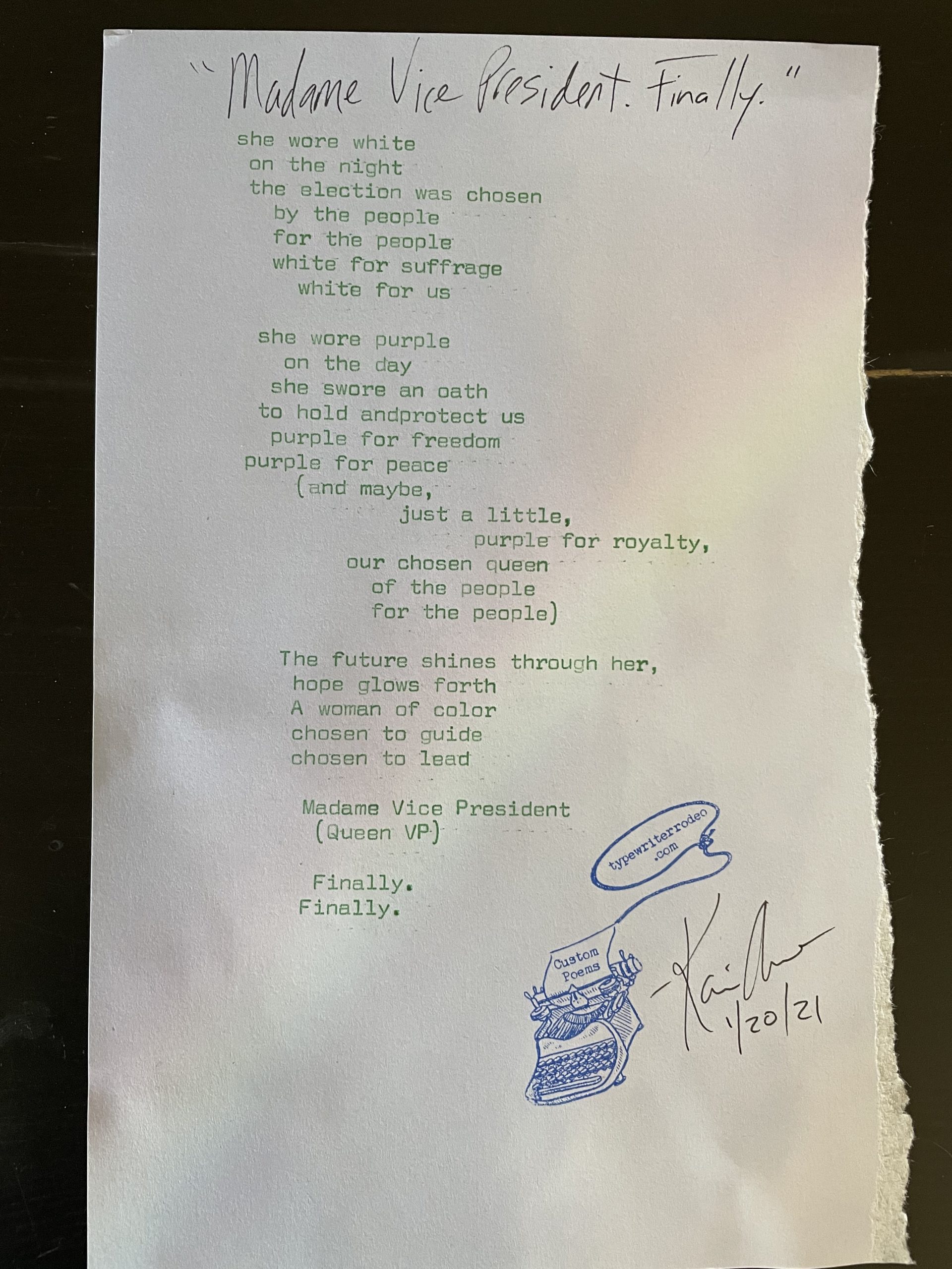 photo of typewritten poem