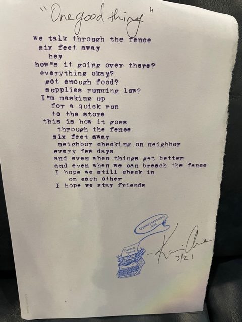 photo of typewritten poem on a torn piece of paper