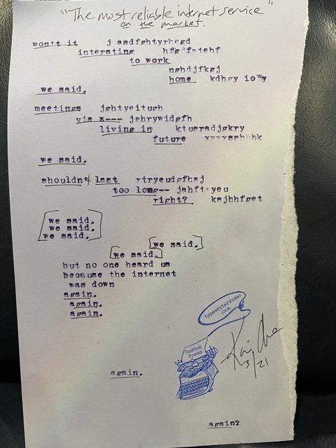 photo of typewritten poem on a torn piece of paper