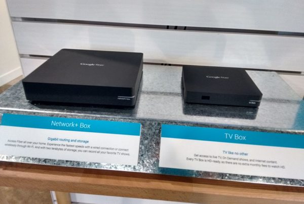 tv box and Internet box on display in a store