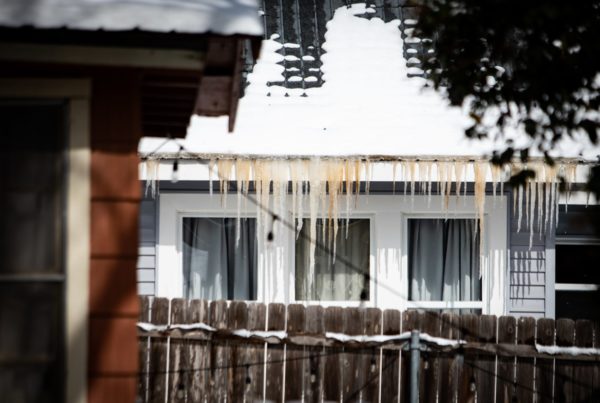 a house awning with icicles