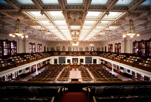 a view of the Texas House chamber from the rear gallery