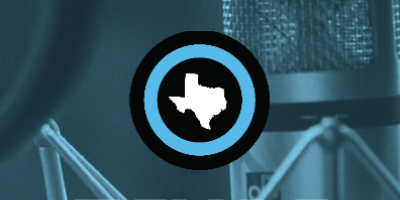 Texas Standard logo over control room mixer