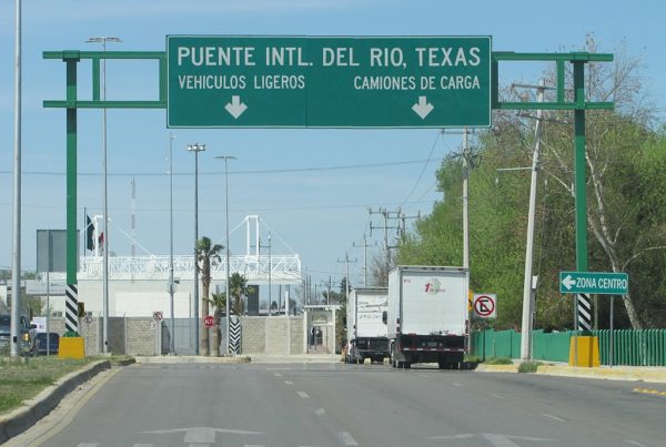 sign over the road across the border