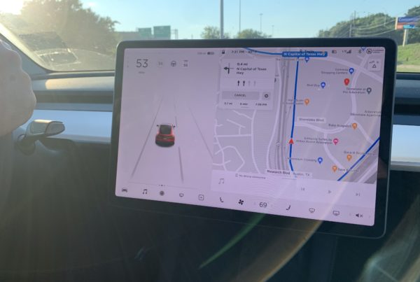 The navigation screen in a Tesla