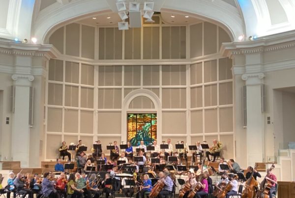 San Antonio Symphony musicians perform on a church stage