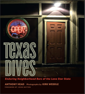 The front cover of "Texas Dives" shows a door and an open sign.