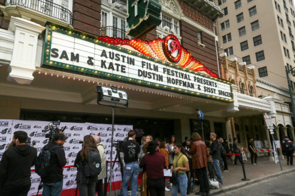 The marquee at Austin's Paramount Theater during the Austin Film Festival world premiere of "Sam & Kate."