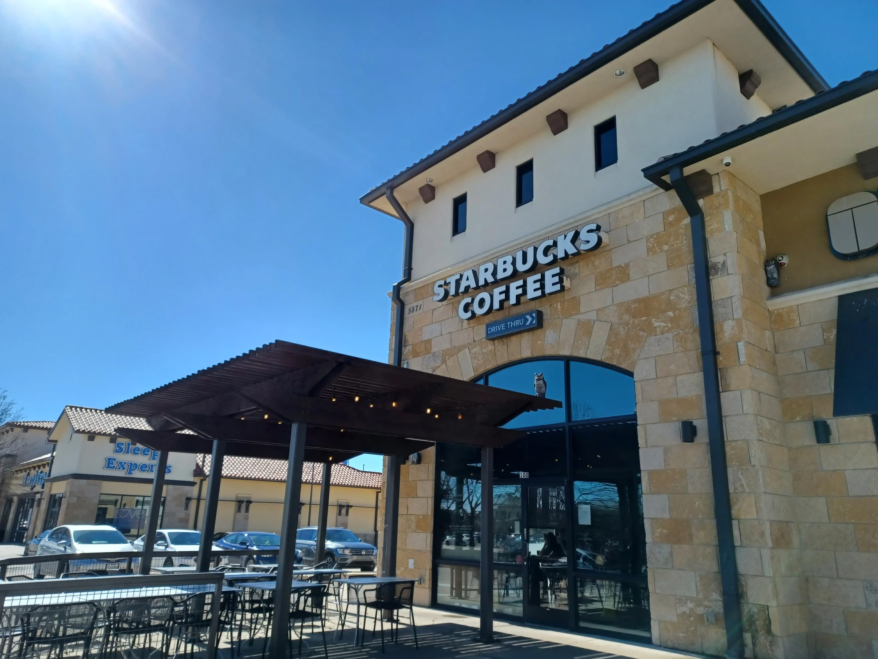 The exterior of a Starbucks location is seen.