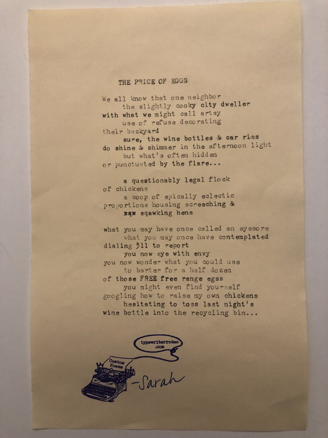 Typewriter Rodeo The Price of Eggs Texas Standard