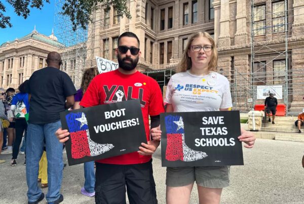 Public school teachers in Texas are protesting vouchers. They’ve enlisted plumbers to help.