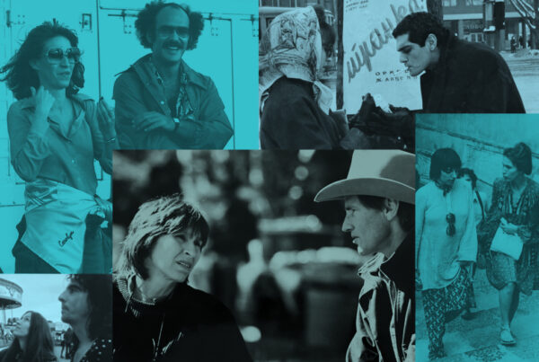 A photo montage showing Carolyn Pfeiffer working with different stars and artists.