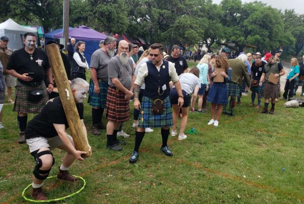Scottish clan leaders visited April’s Scottish Games in Helotes on a mission