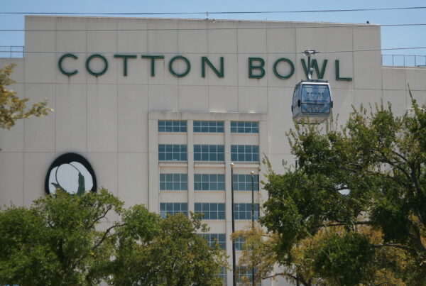 The exterior of the Cotton Bowl stadium